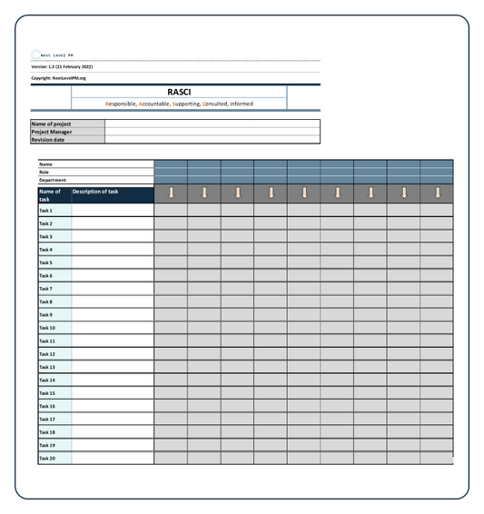Project Management template RASCI Matrix