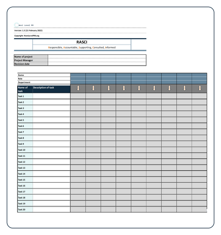  Project Management template RASCI Matrix